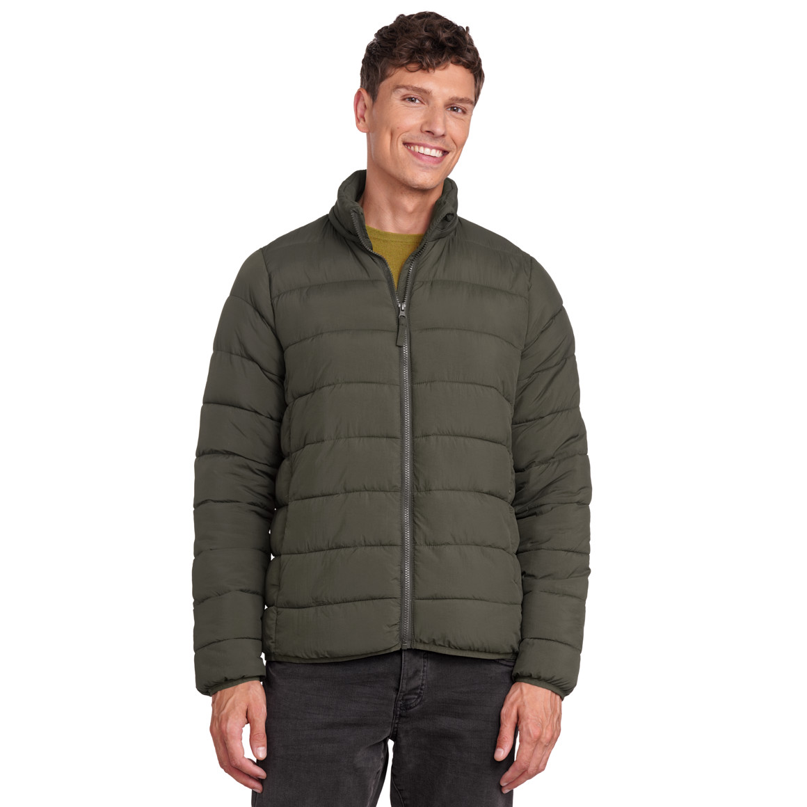 Heren gewatteerde jas met afneembare capuchon