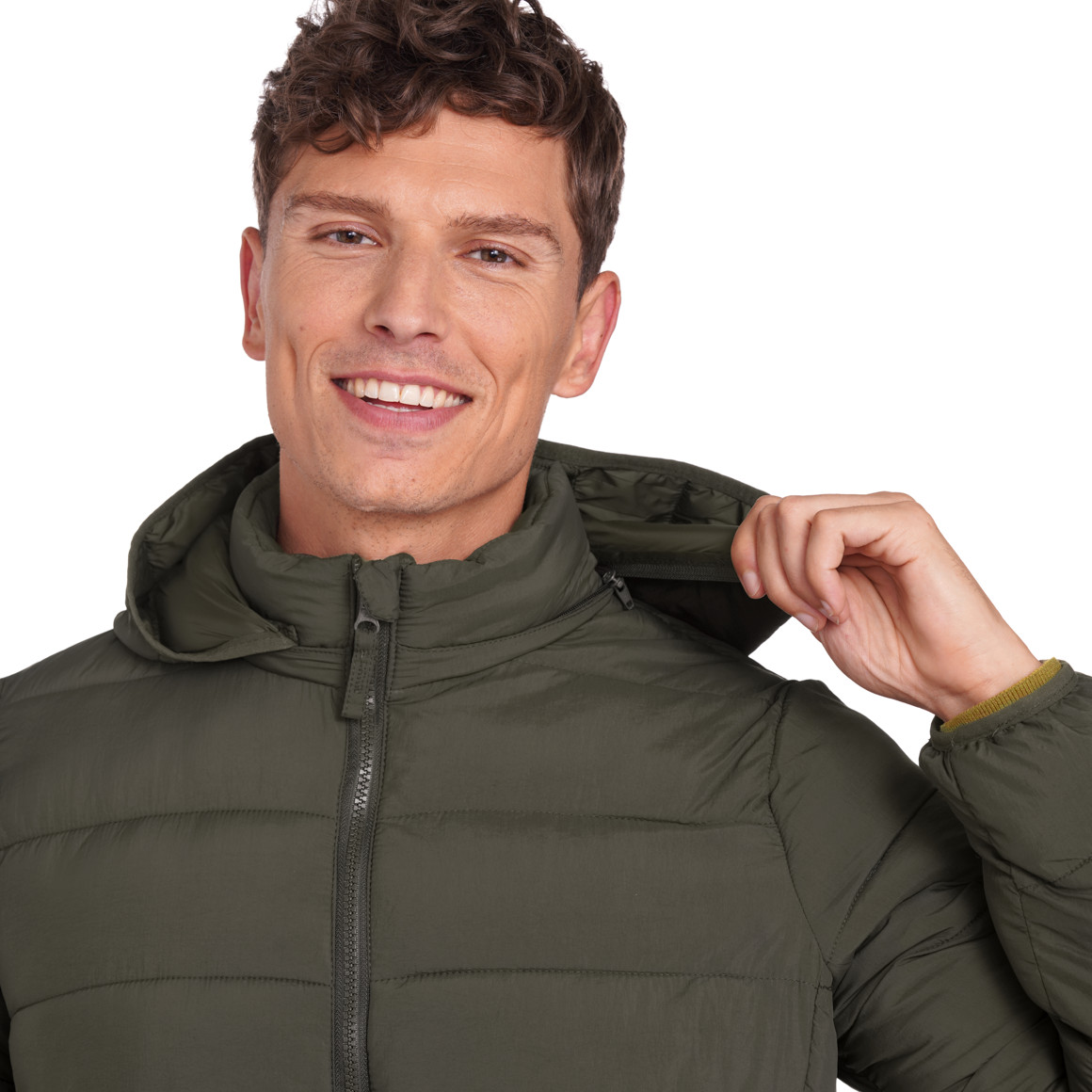 Heren gewatteerde jas met afneembare capuchon