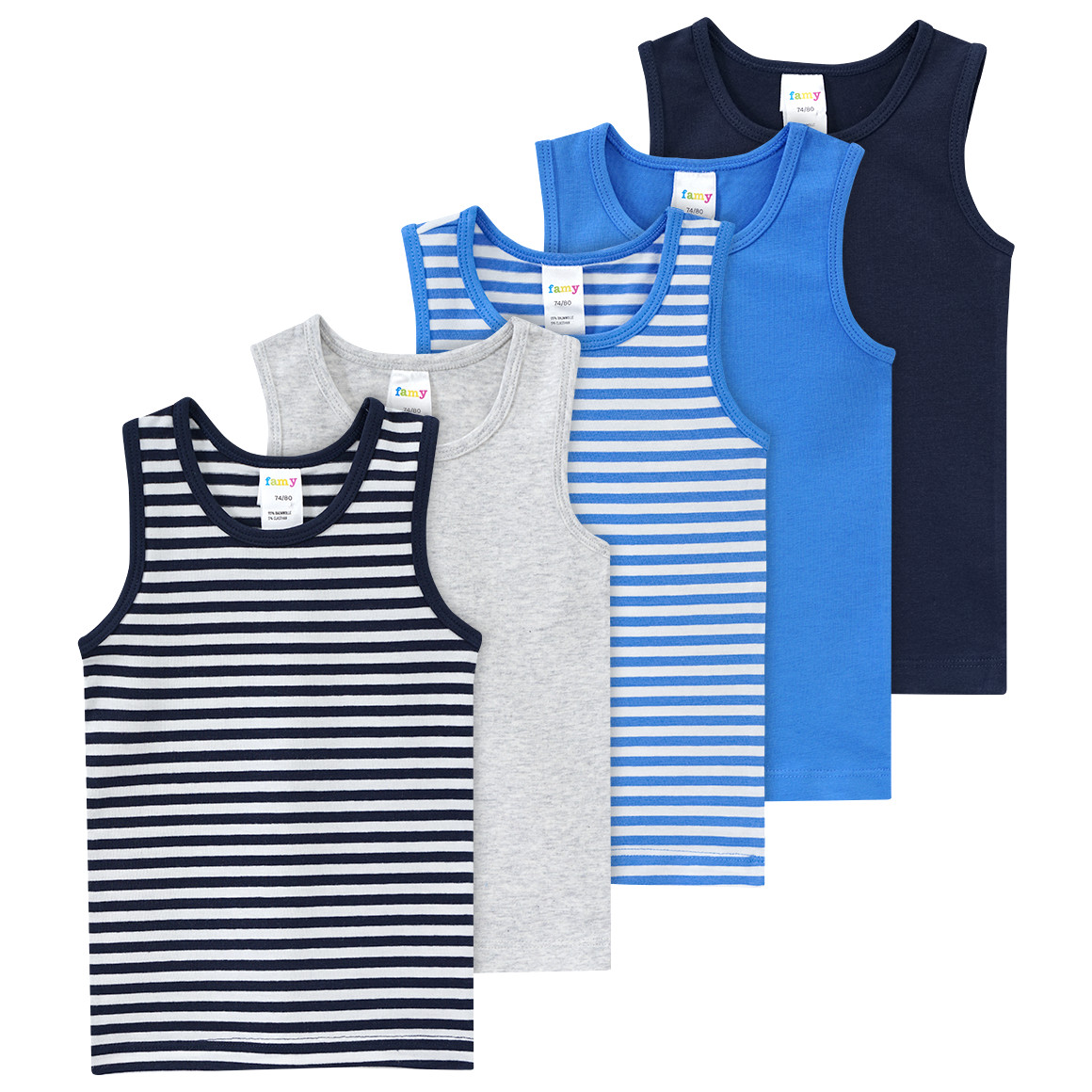 5 Baby Unterhemden in verschiedenen Dessins