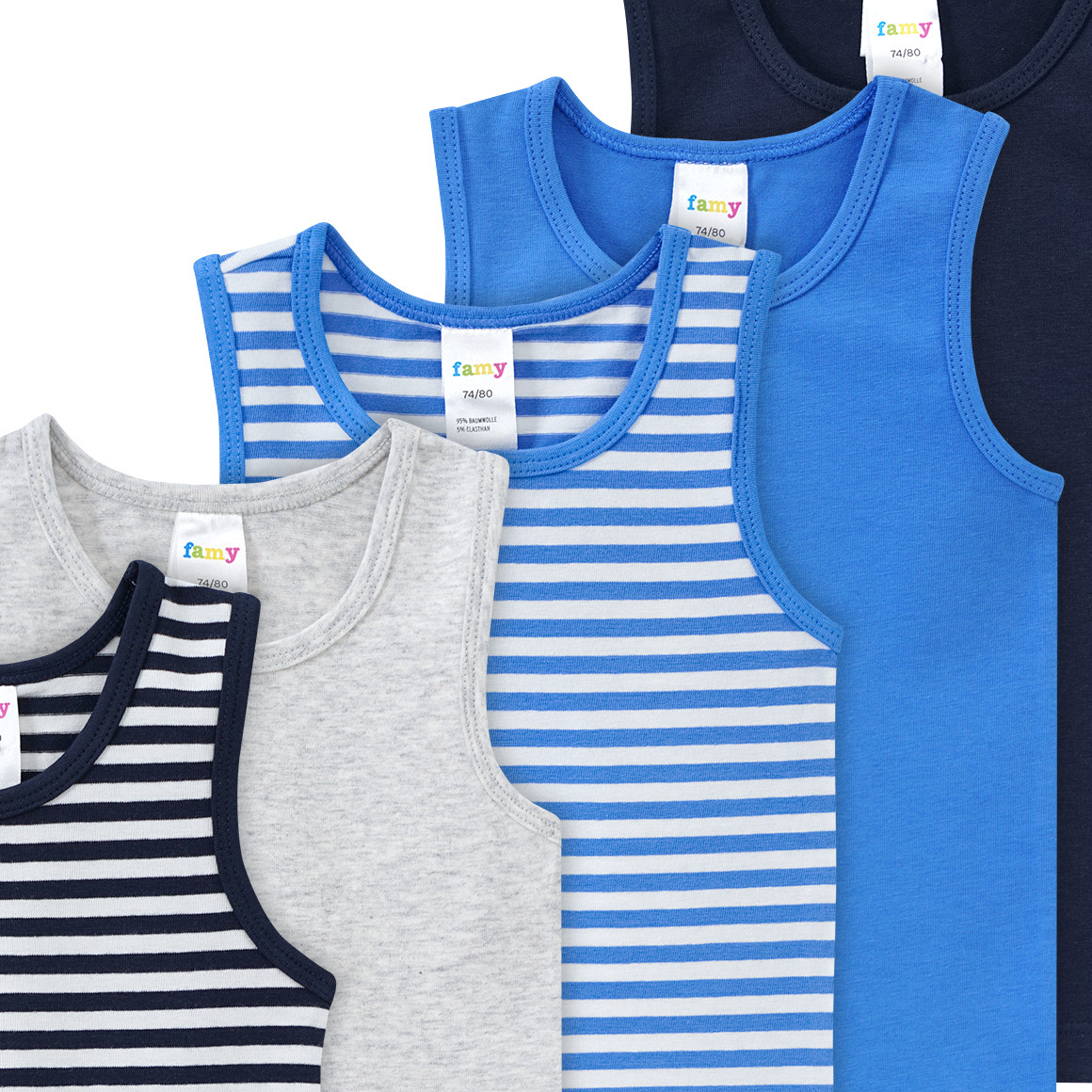 5 Baby Unterhemden in verschiedenen Dessins