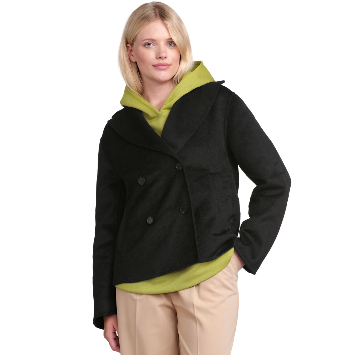 Wollen jas voor dames in blazer-look