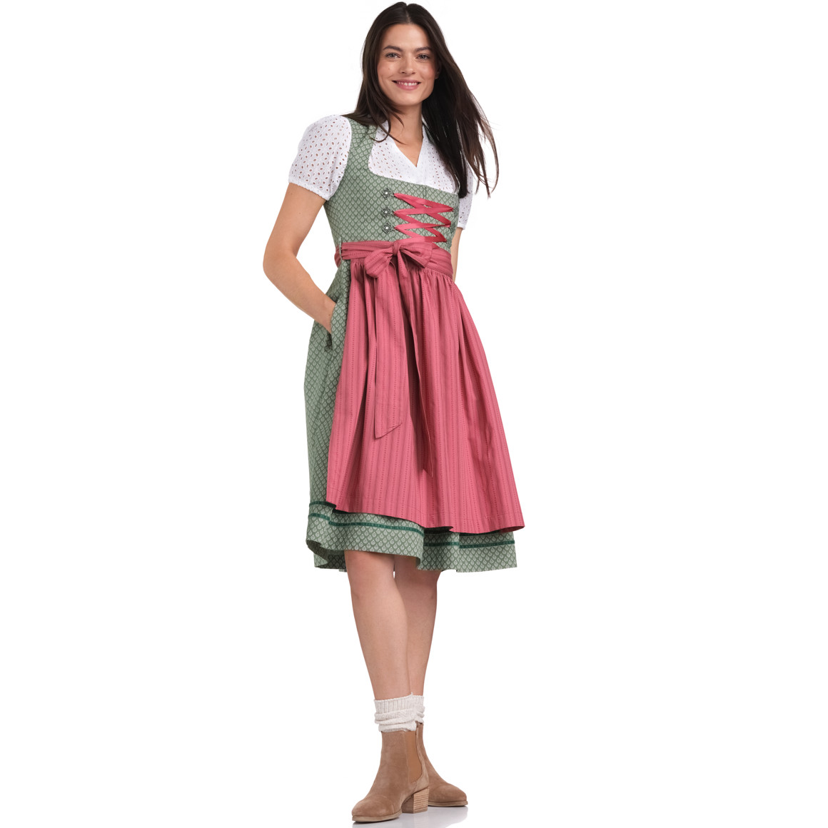 Dirndl voor dames met all-over patroon