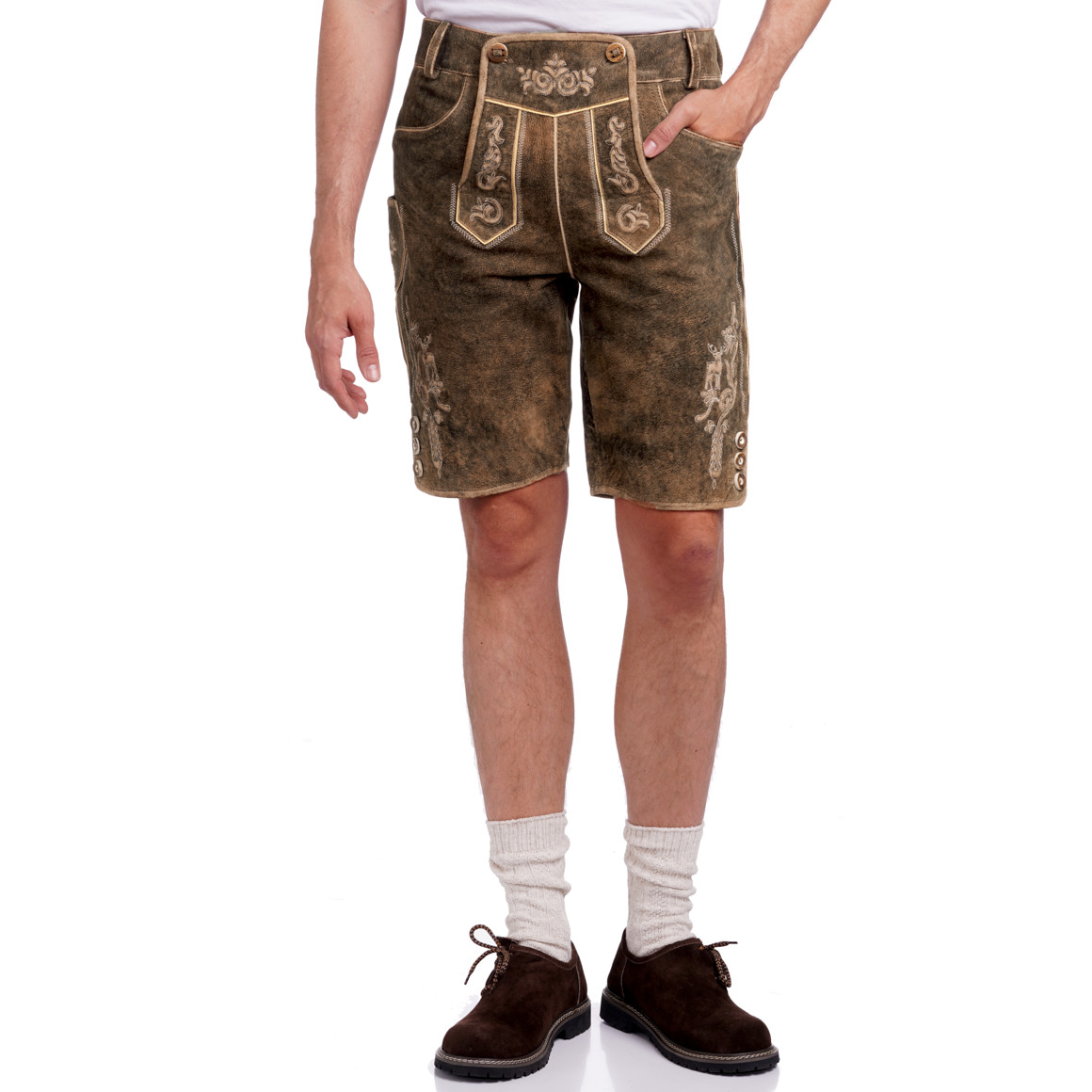 Leren herenbroek met stiksel