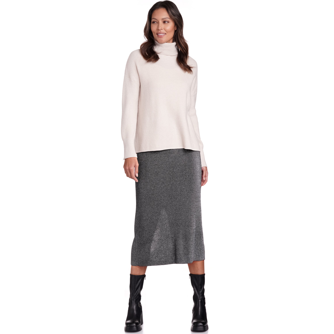 Damen Midirock mit Effektgarn