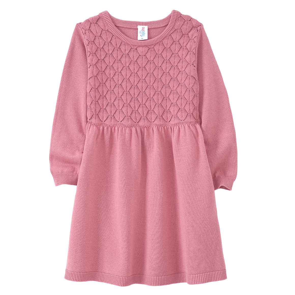 Gebreide meisjesjurk met honingraatstructuur