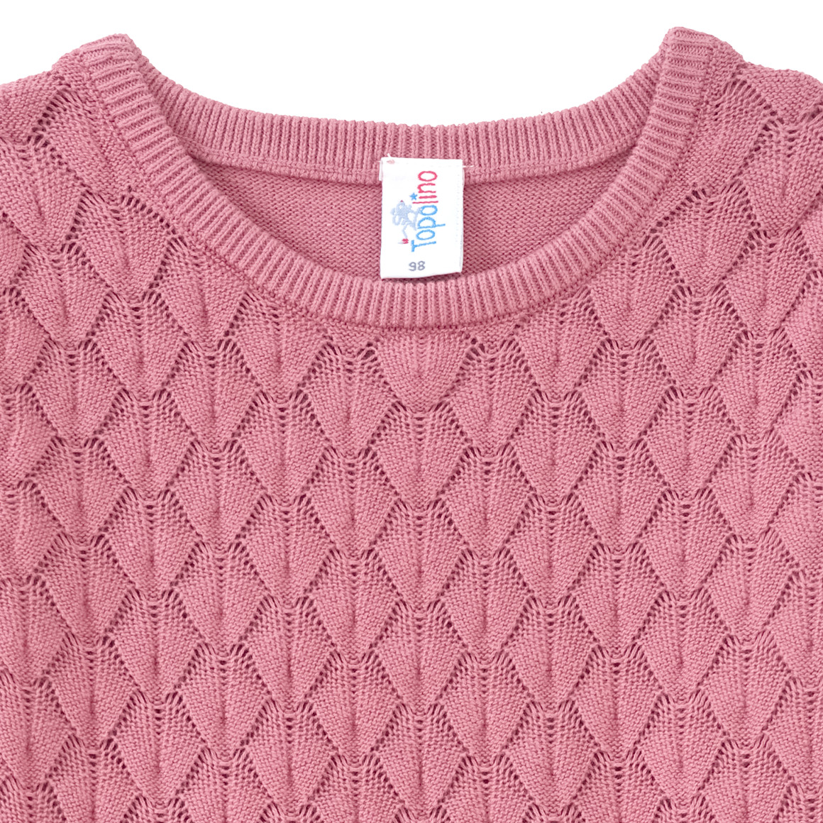 Gebreide meisjesjurk met honingraatstructuur