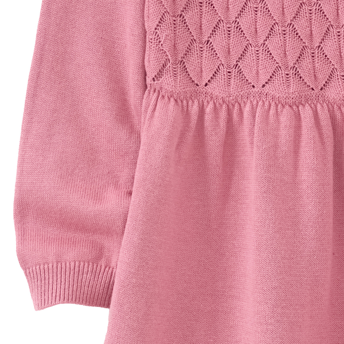 Gebreide meisjesjurk met honingraatstructuur