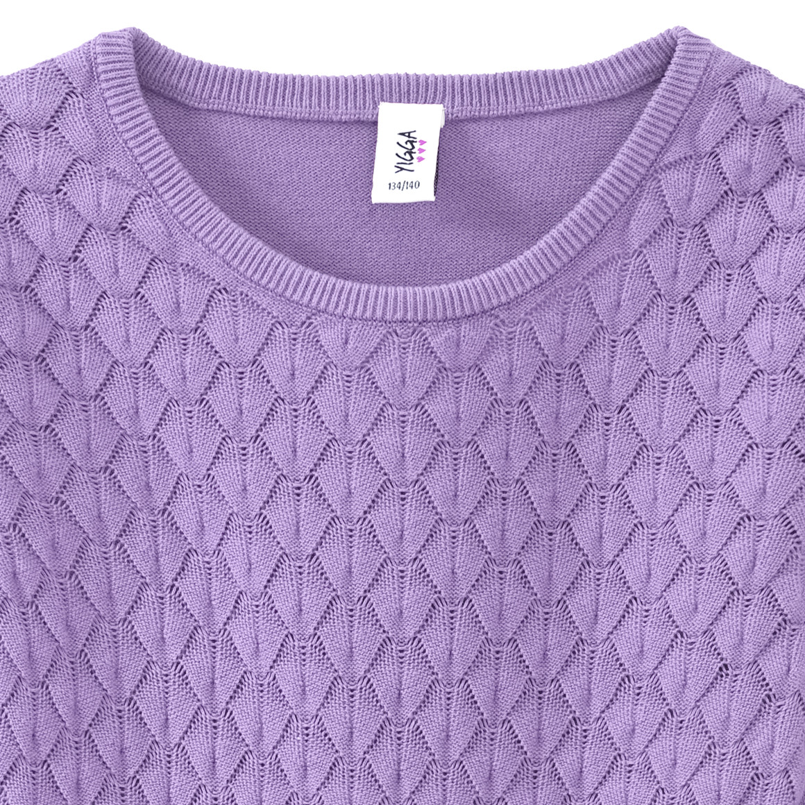 Gebreide meisjesjurk met honingraatstructuur