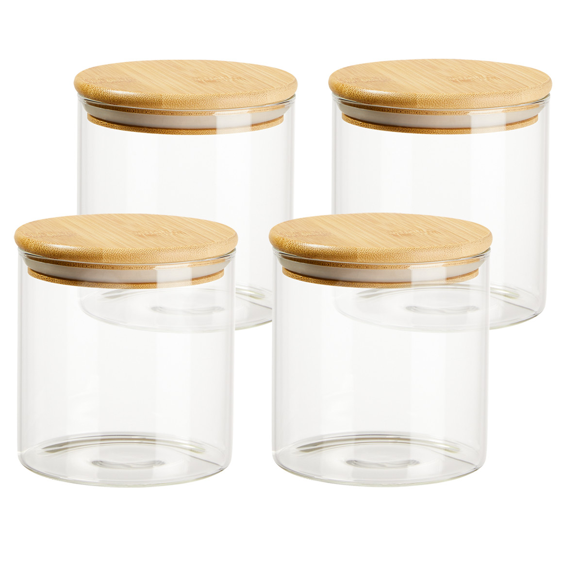 4 kleine glazen voorraadpotten