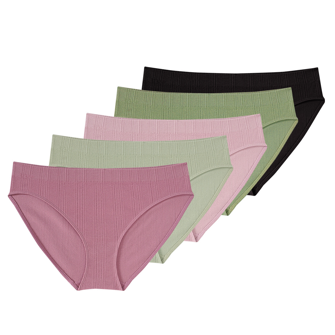 5 Damen Slips mit Feinripp-Struktur