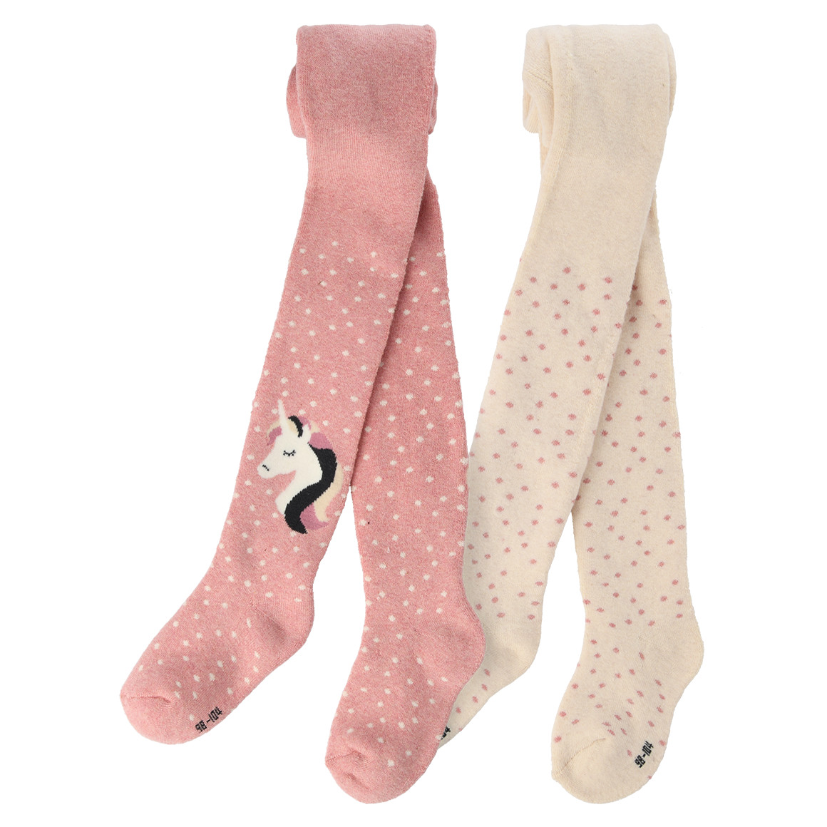 2 Mädchen Frottee-Strumpfhosen mit Punkten