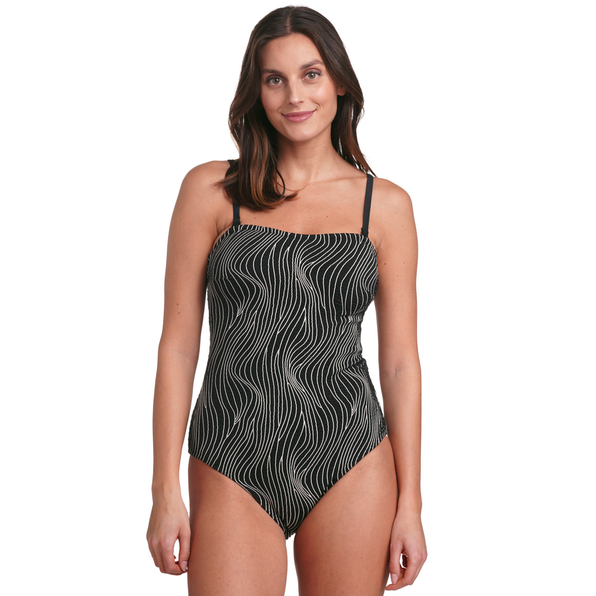 Damen Shape-Badeanzug mit Wellenmuster