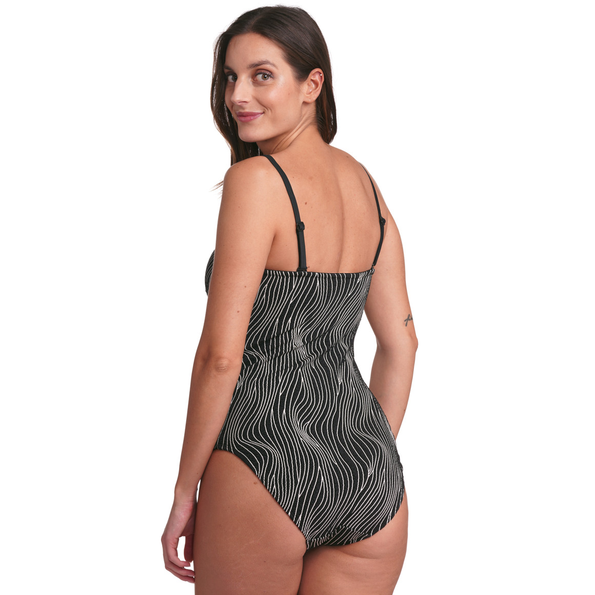Damen Shape-Badeanzug mit Wellenmuster