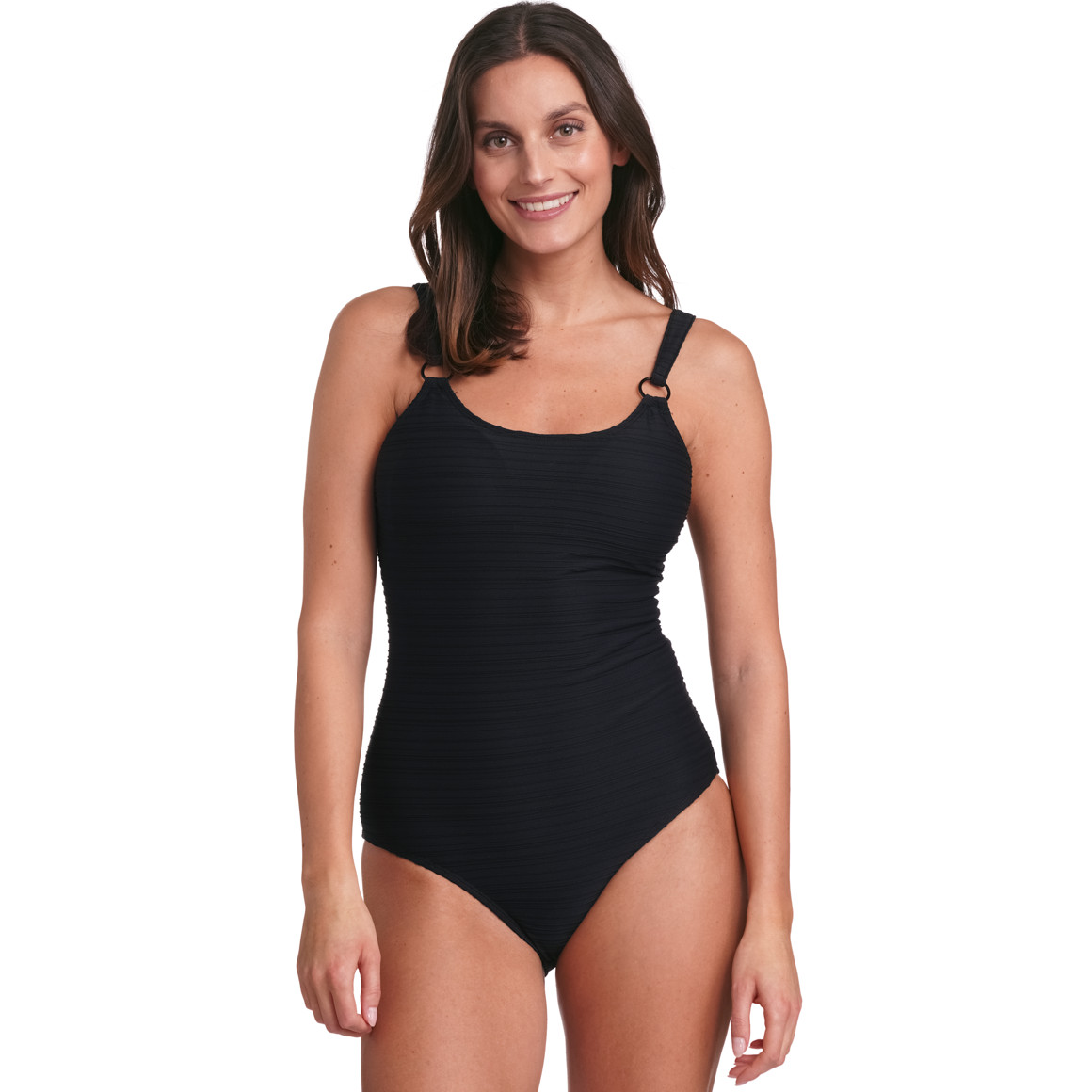 Damen Shape-Badeanzug mit Streifenstruktur