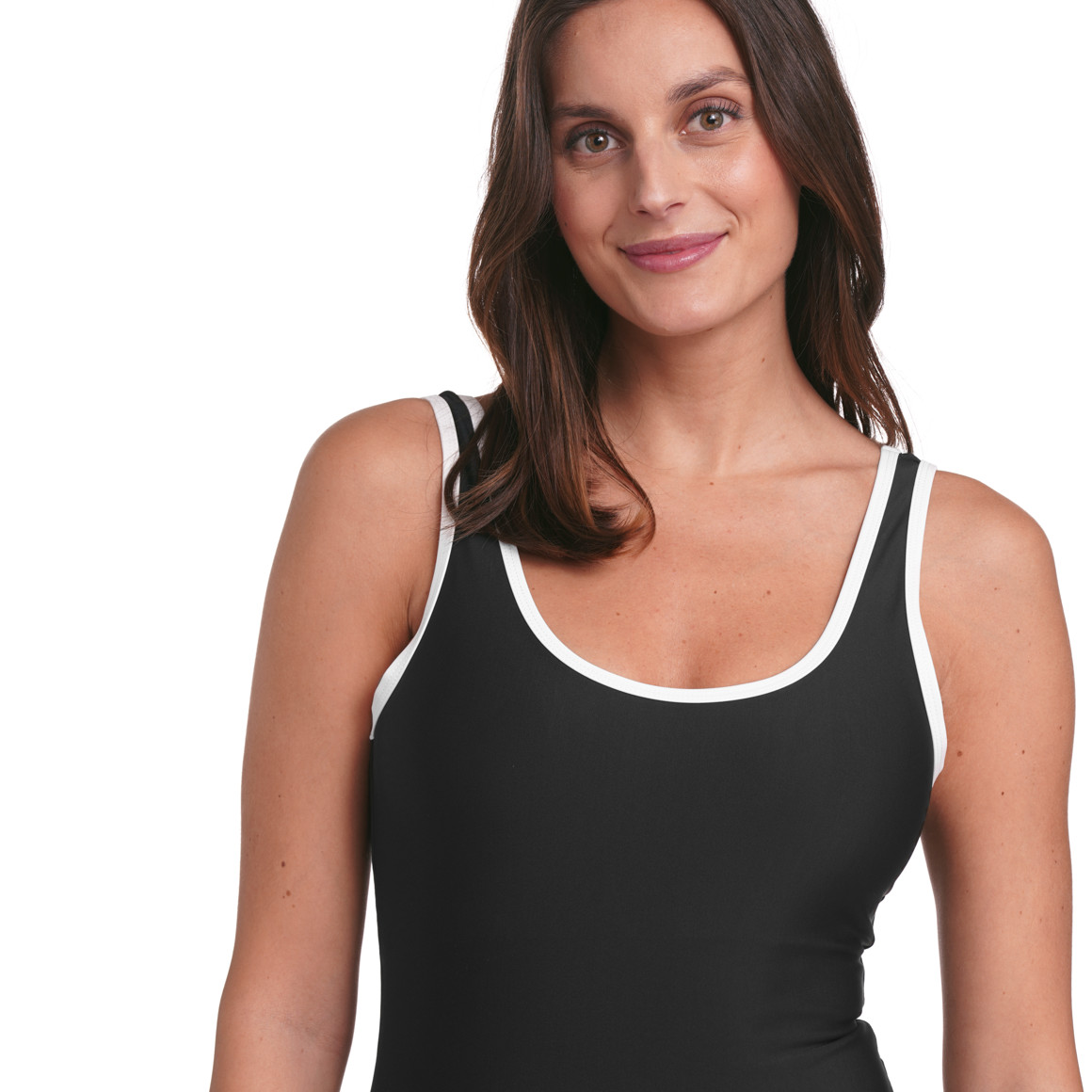 Damen Shape-Badeanzug mit Kontrastpaspel