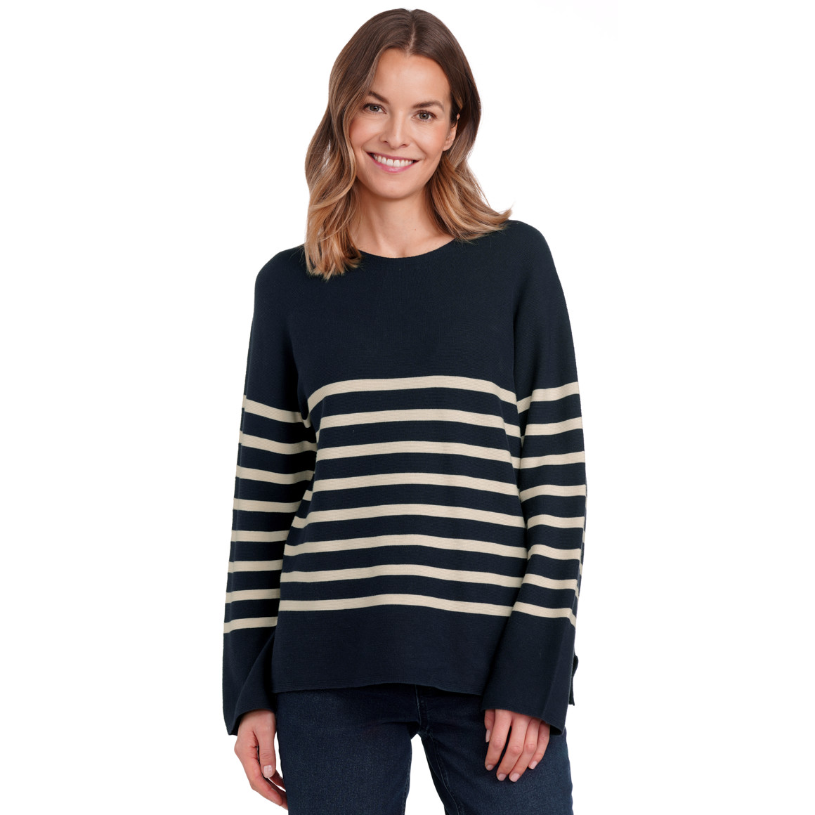 Damen Feinstrickpullover mit Streifenmuster