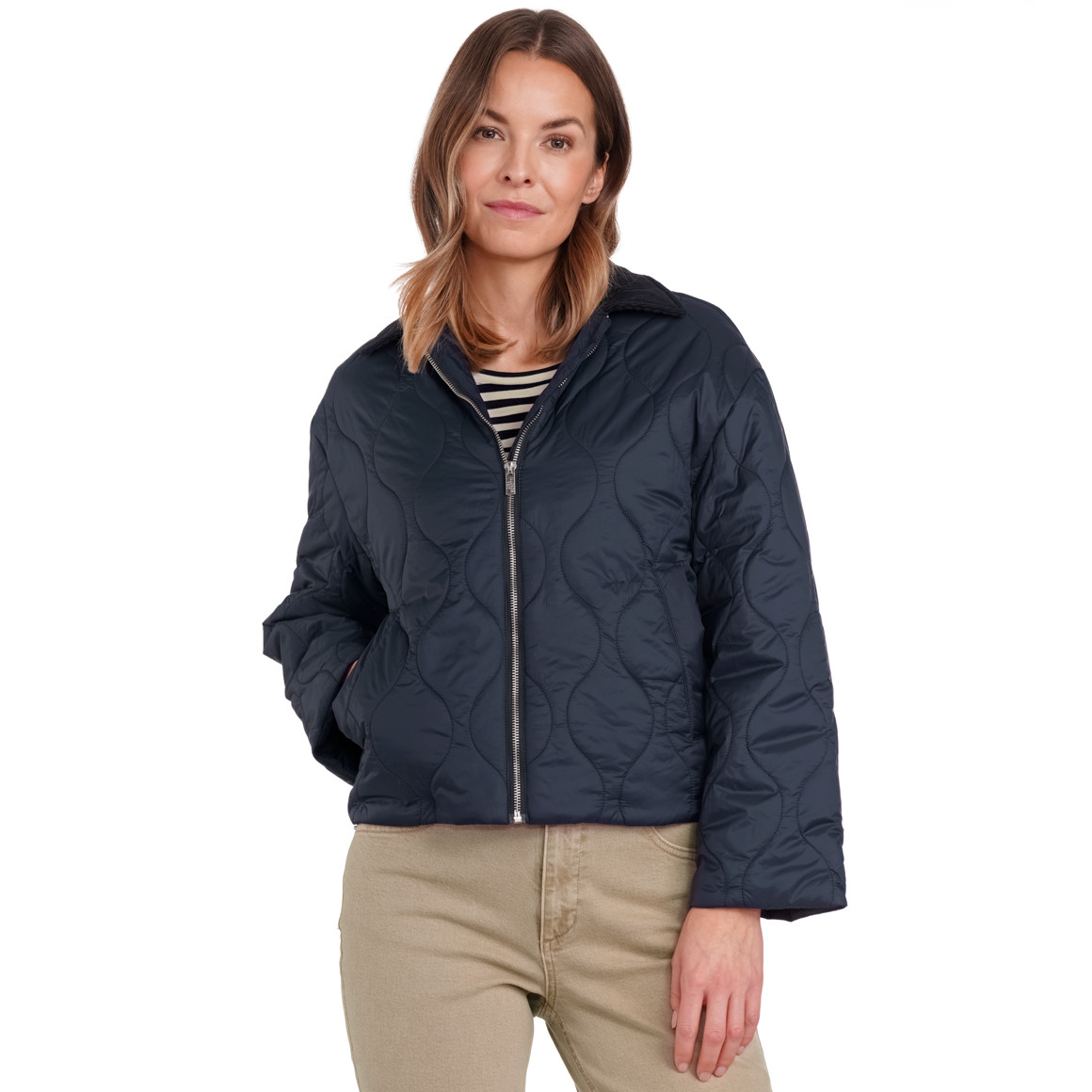 Damen Steppjacke mit Cordkragen
