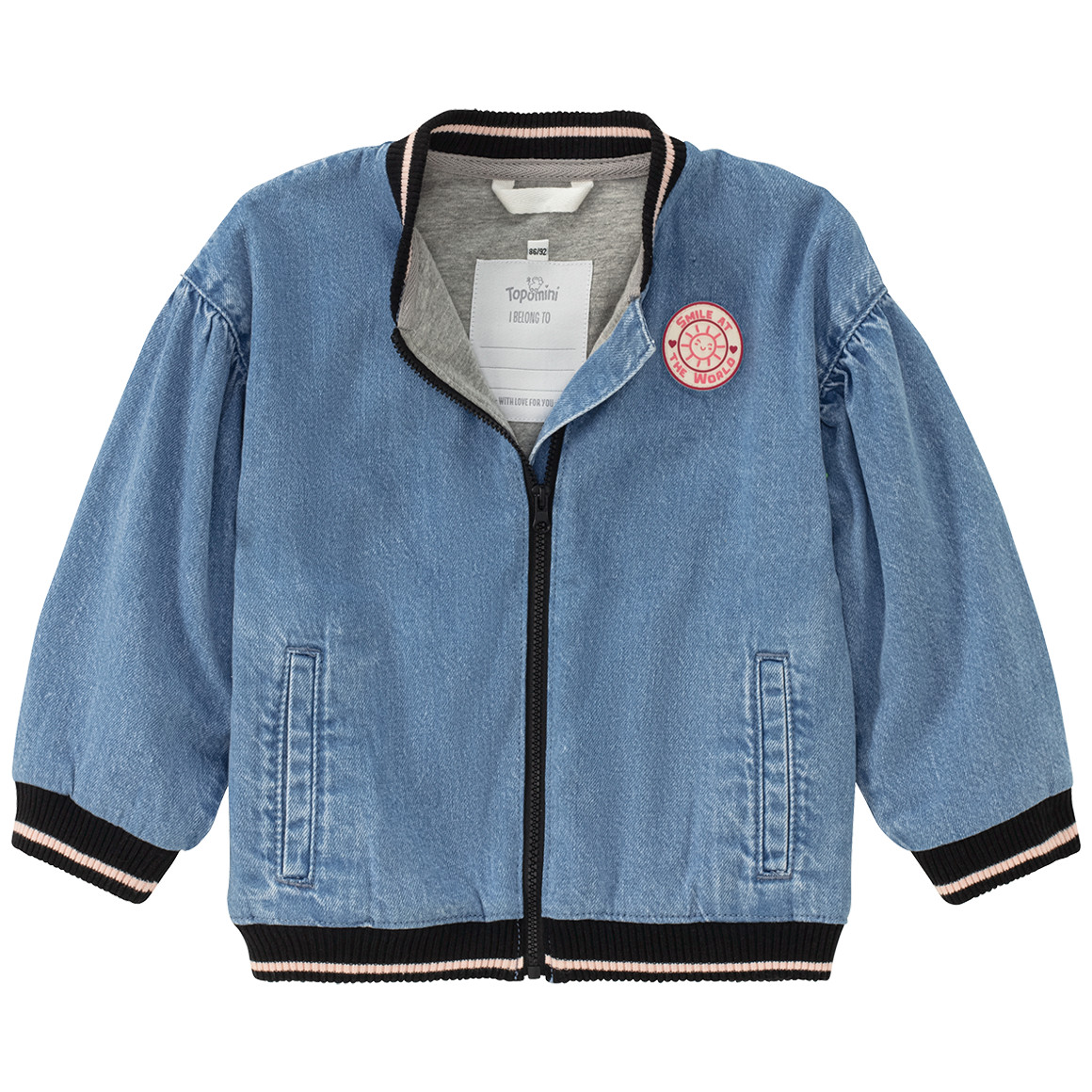 Baby-jeansjasje in college-stijl