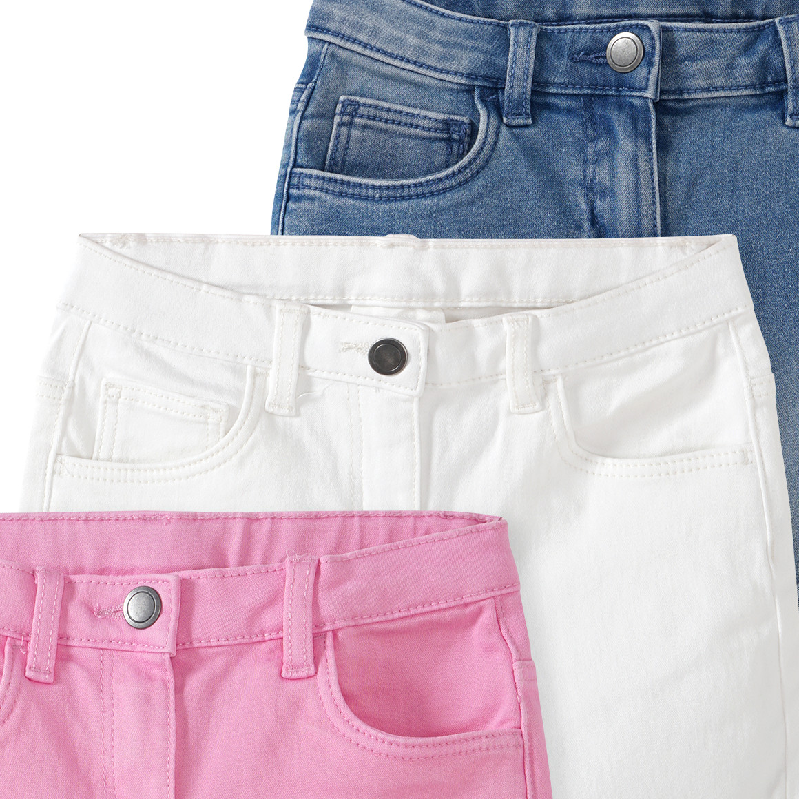 3 Mädchen Jeansshorts im Five-Pocket-Style