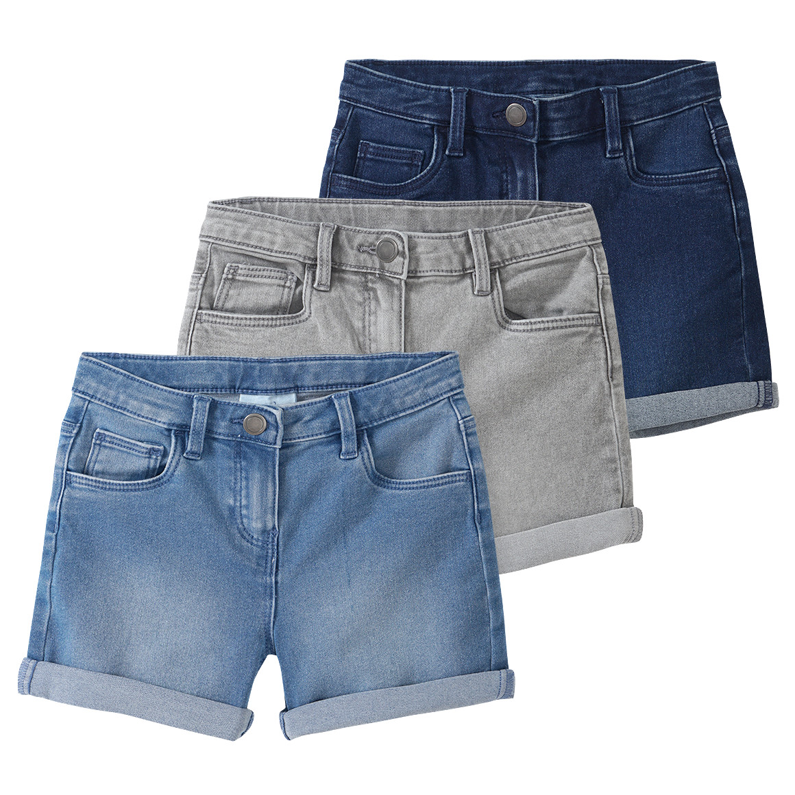 3 Mädchen Jeansshorts im Five-Pocket-Style