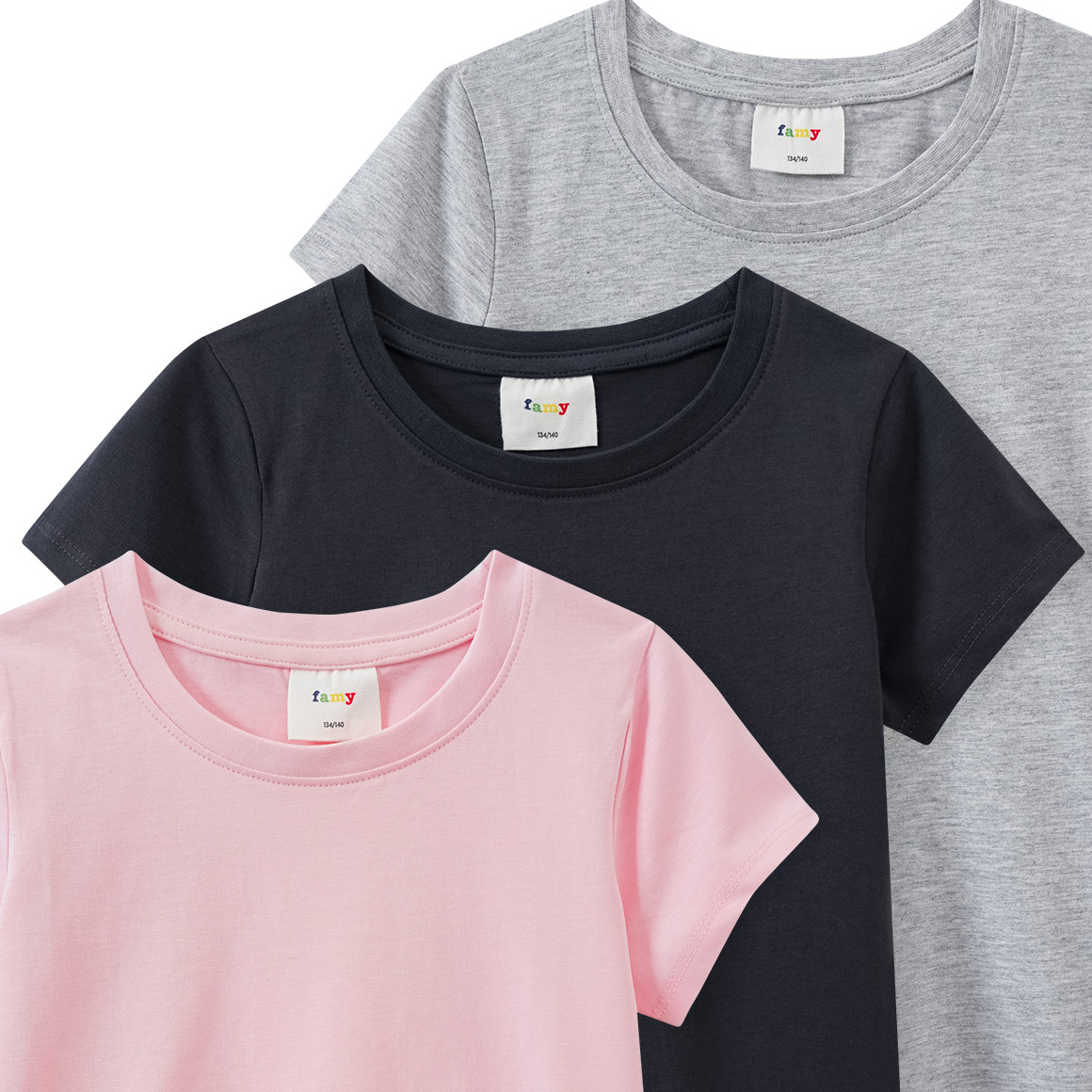 3 Mädchen T-Shirts im Basic-Look