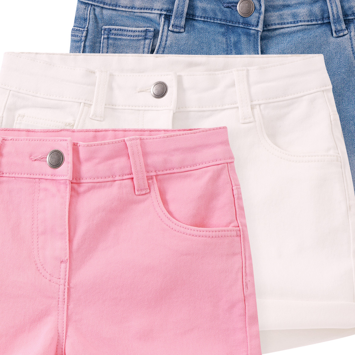 3 Mädchen Jeansshorts im Five-Pocket-Style