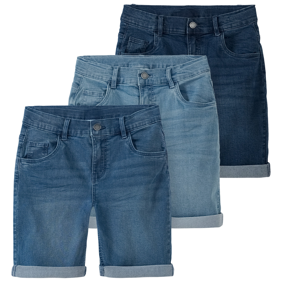 3 Jungen Jeansshorts im Basic-Look