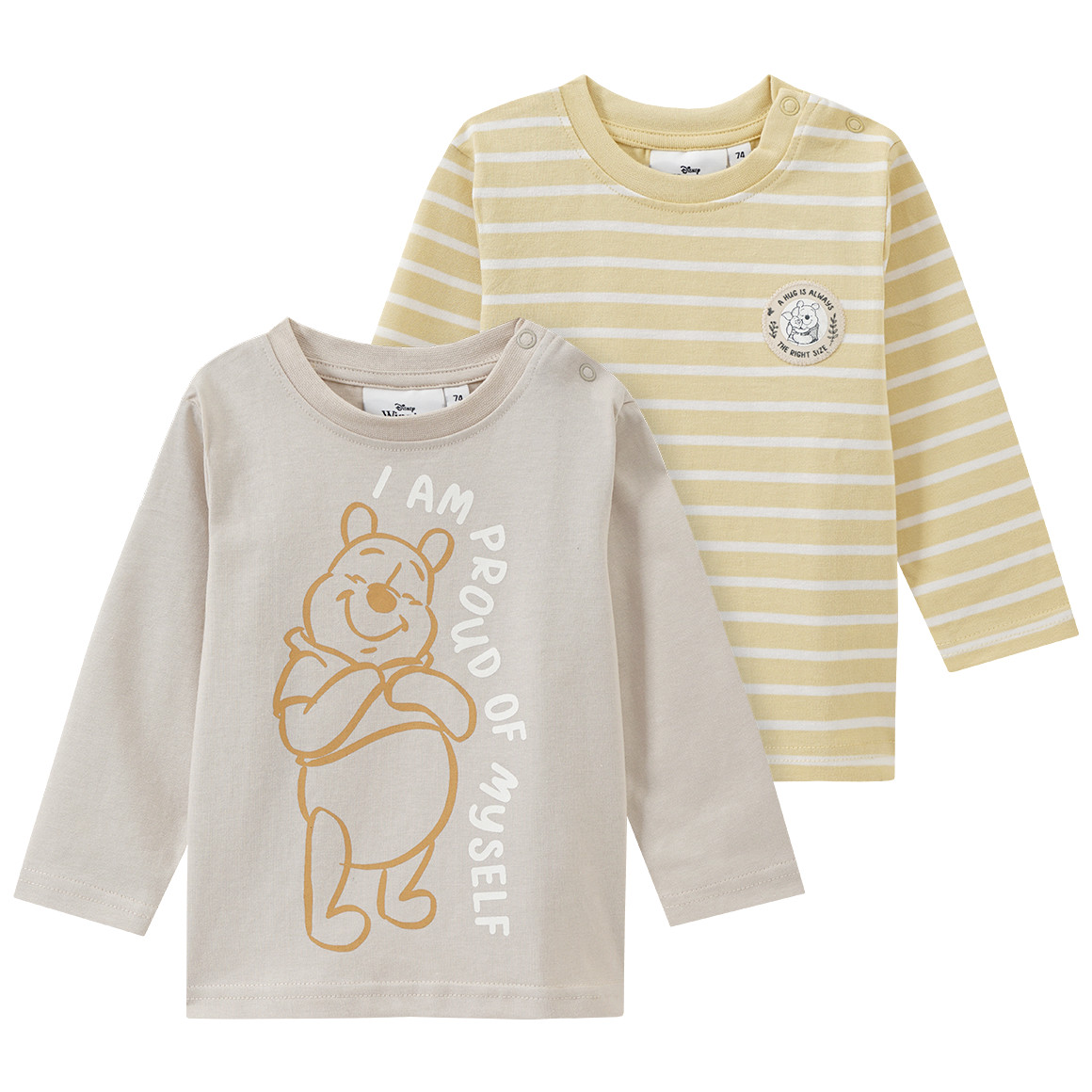 2 Winnie Puuh Langarmshirts aus Bio-Baumwolle
