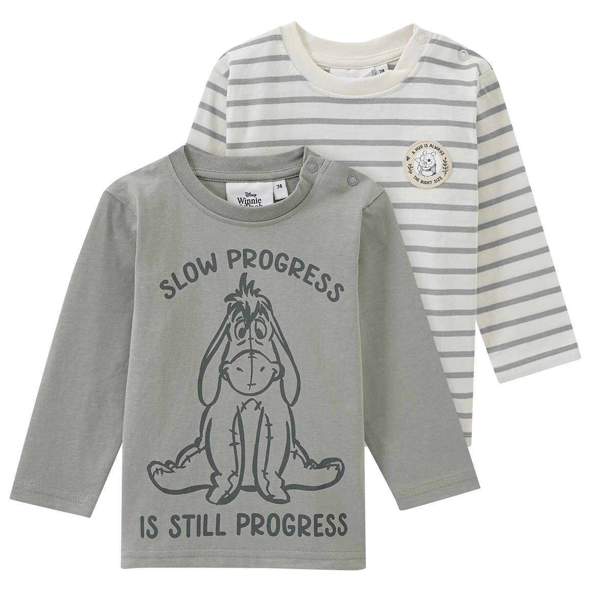 2 Winnie Puuh Langarmshirts aus Bio-Baumwolle