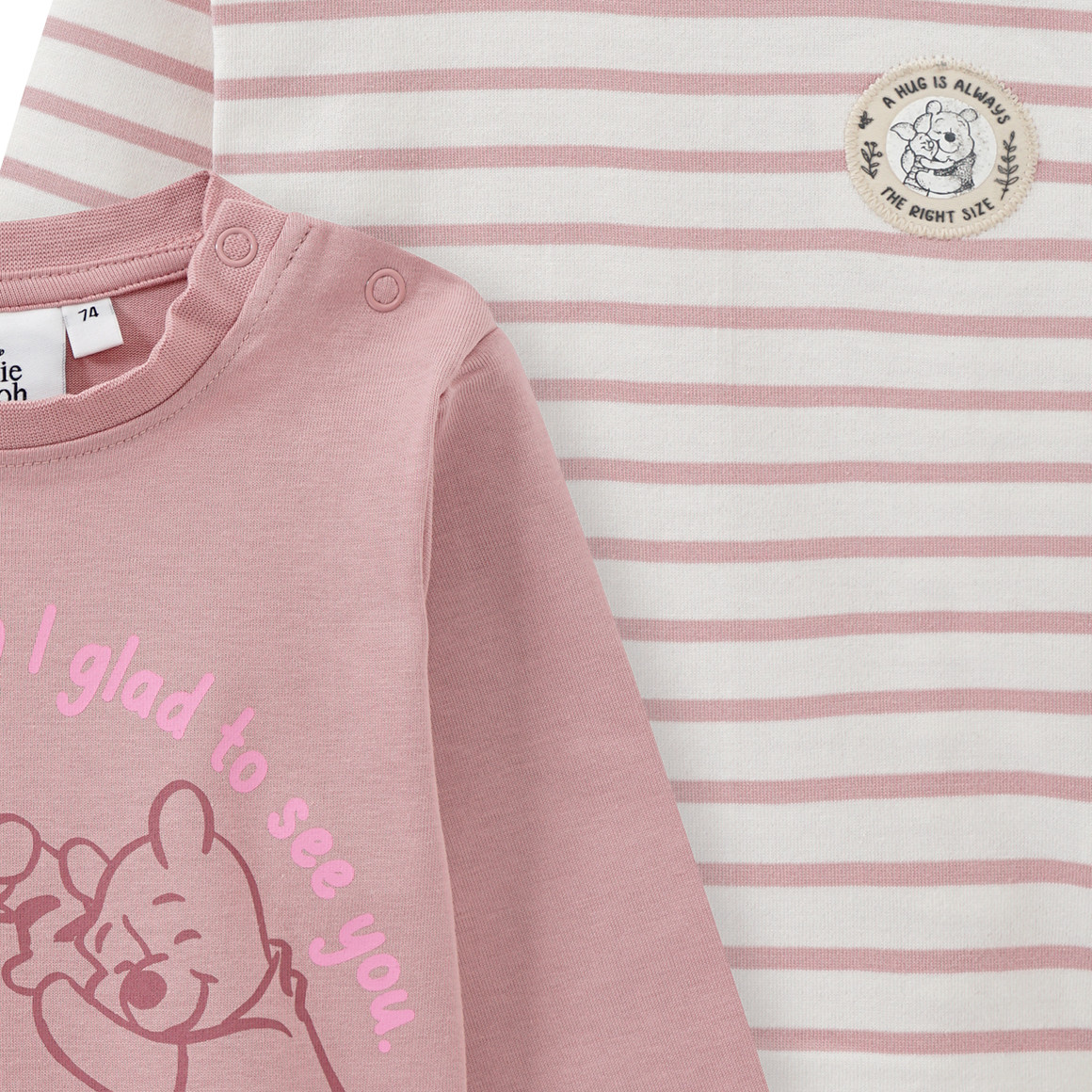 2 Winnie Puuh Langarmshirts aus Bio-Baumwolle