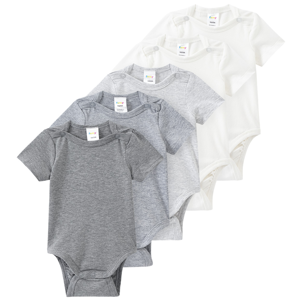 5 Baby Bodys in verschiedenen Farben