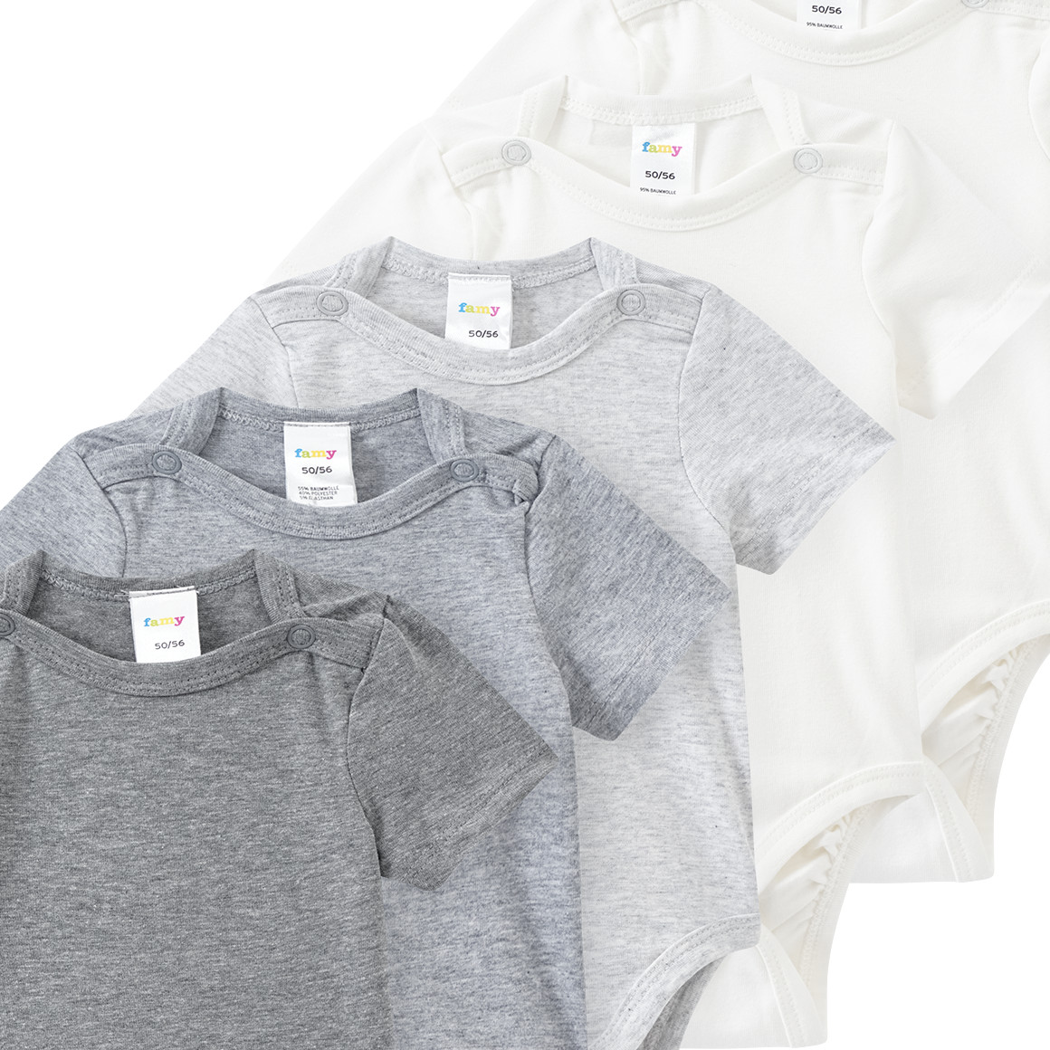 5 Baby Bodys in verschiedenen Farben