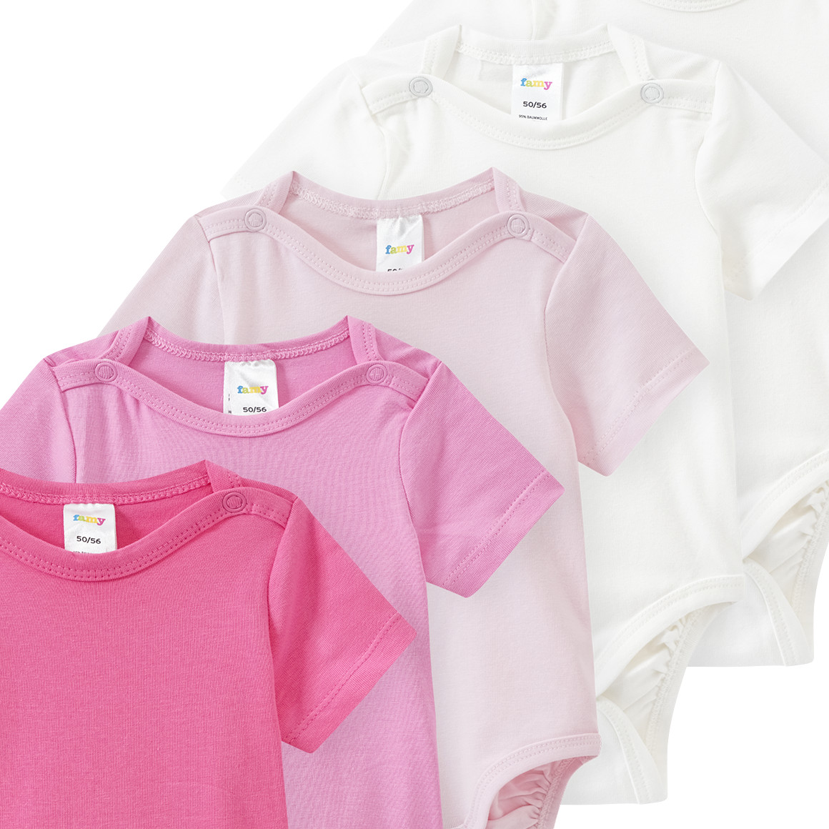 5 Baby Bodys in verschiedenen Farben