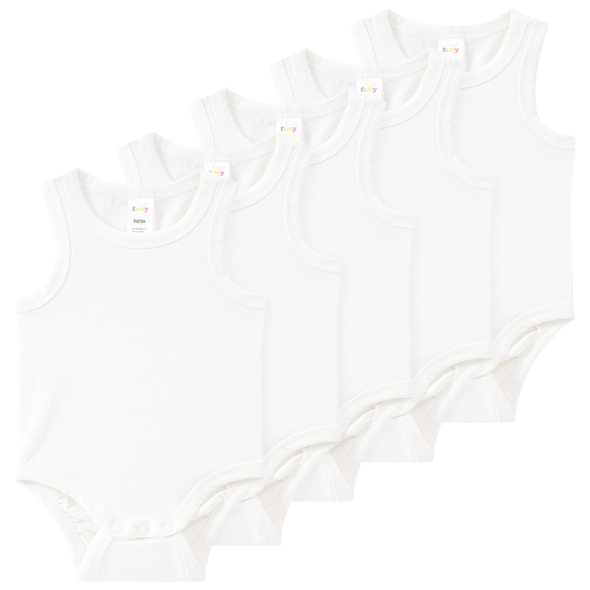 5 baby rompers in effen kleuren