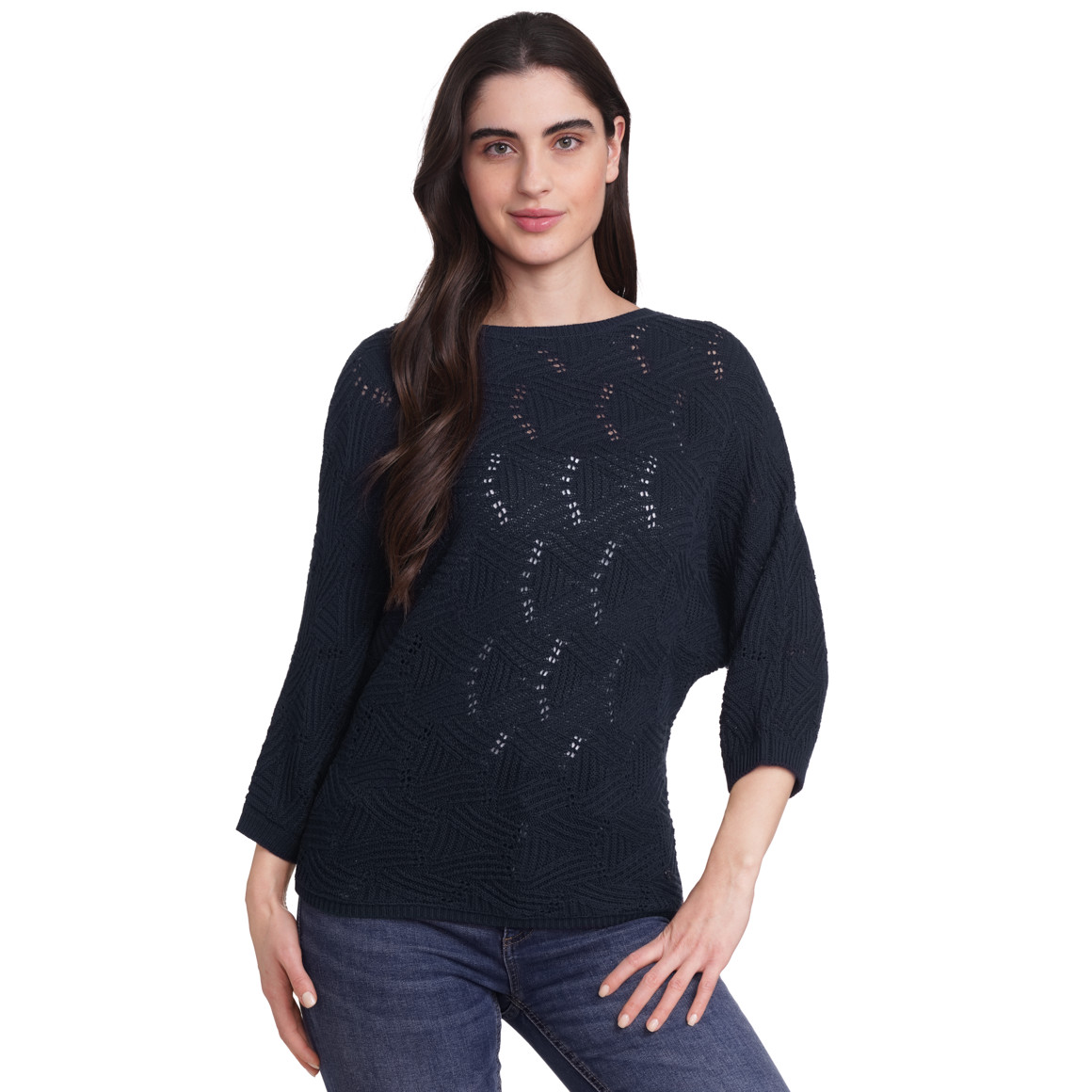 Damen Strickshirt mit Ajour-Muster