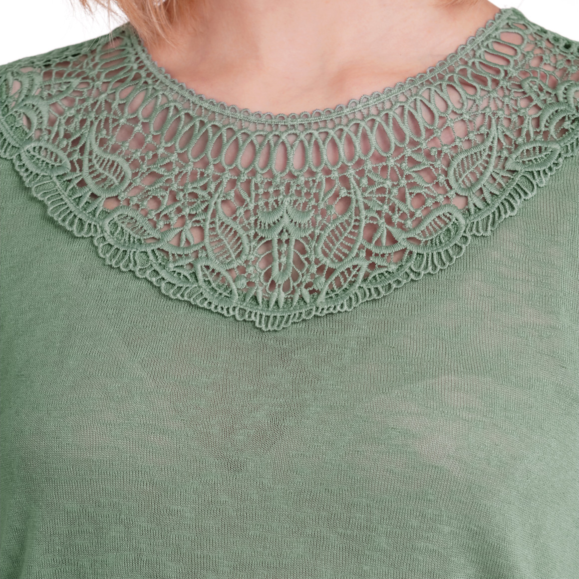 Damen T-Shirt mit Spitzenausschnitt