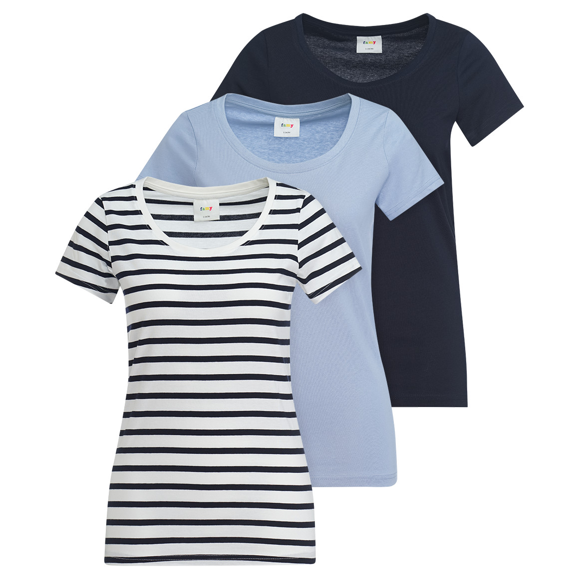 3 dames T-shirts in basic look