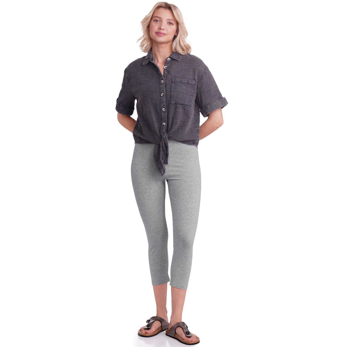 2 Damen 3/4-Leggings unifarben