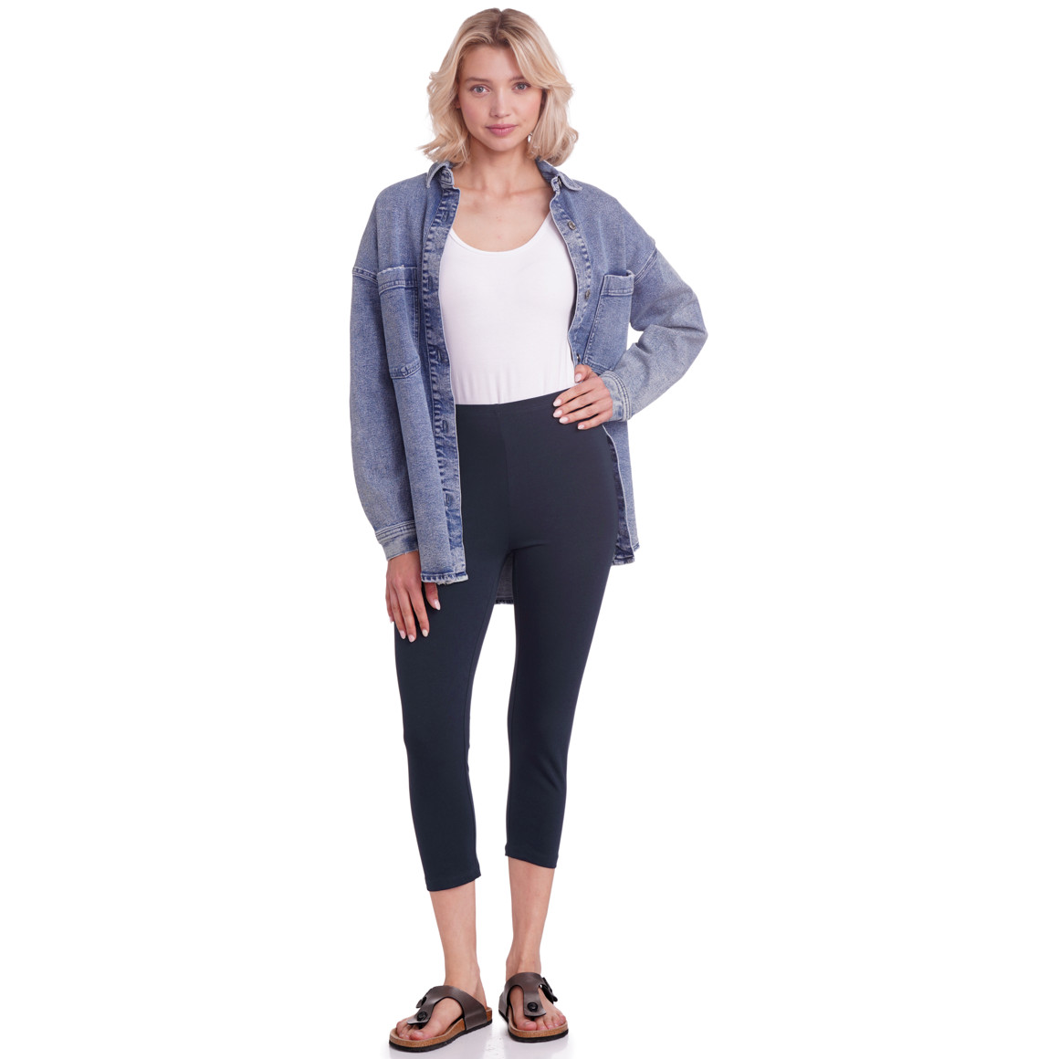 2 Damen 3/4-Leggings unifarben