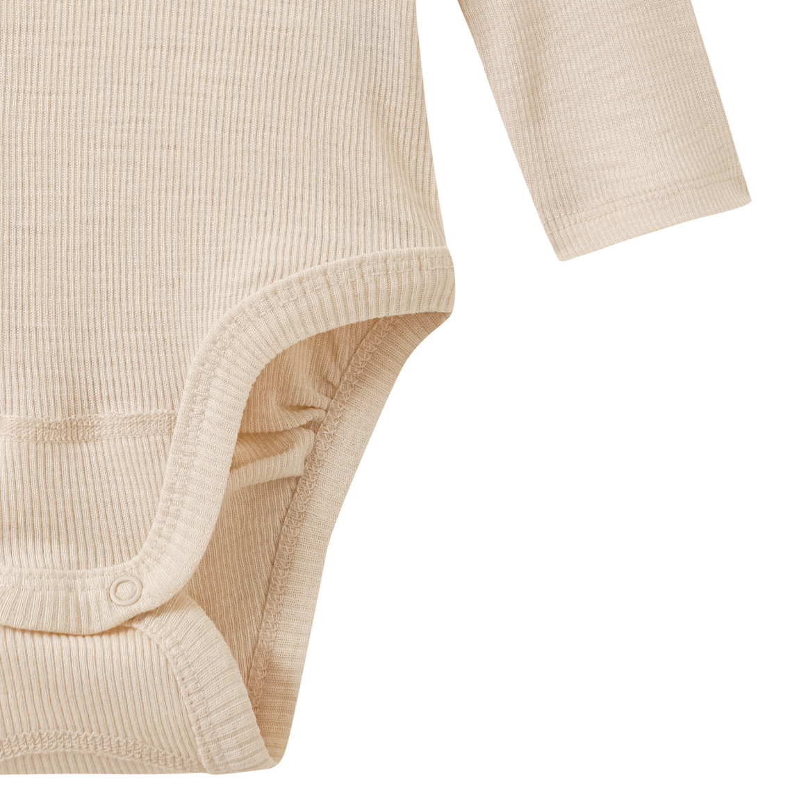 Babybody van wol en zijde met geribde textuur