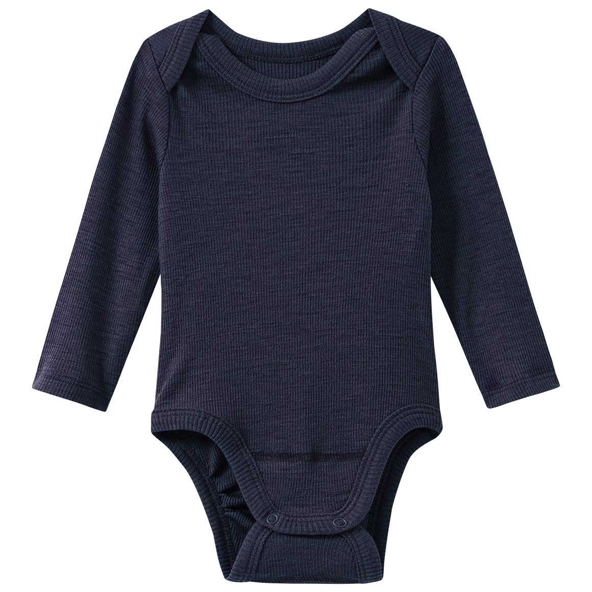 Babybody van wol en zijde met geribde textuur