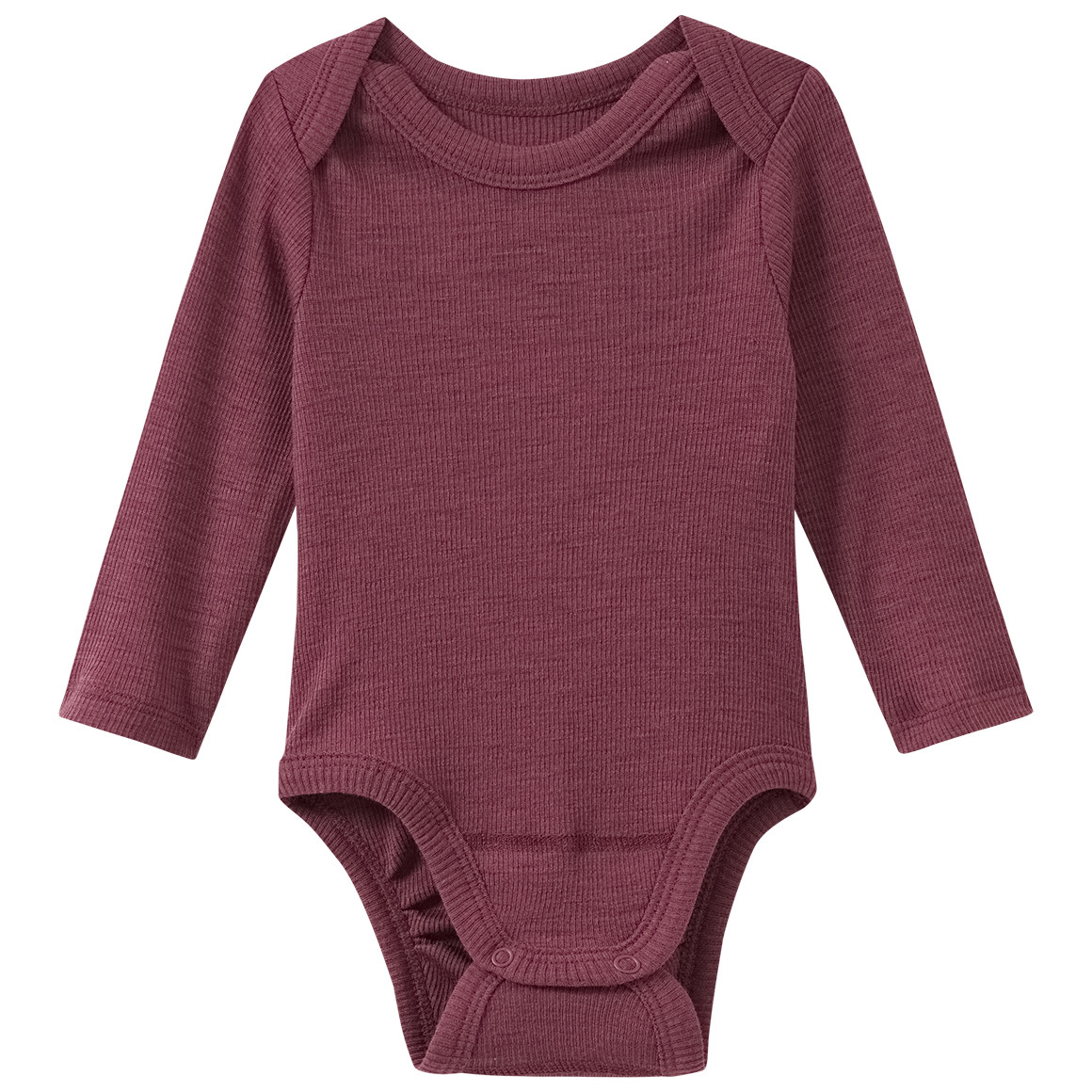 Babybody van wol en zijde met geribde textuur