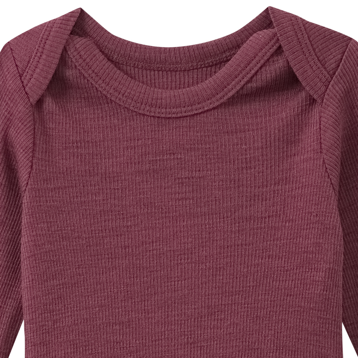 Babybody van wol en zijde met geribde textuur