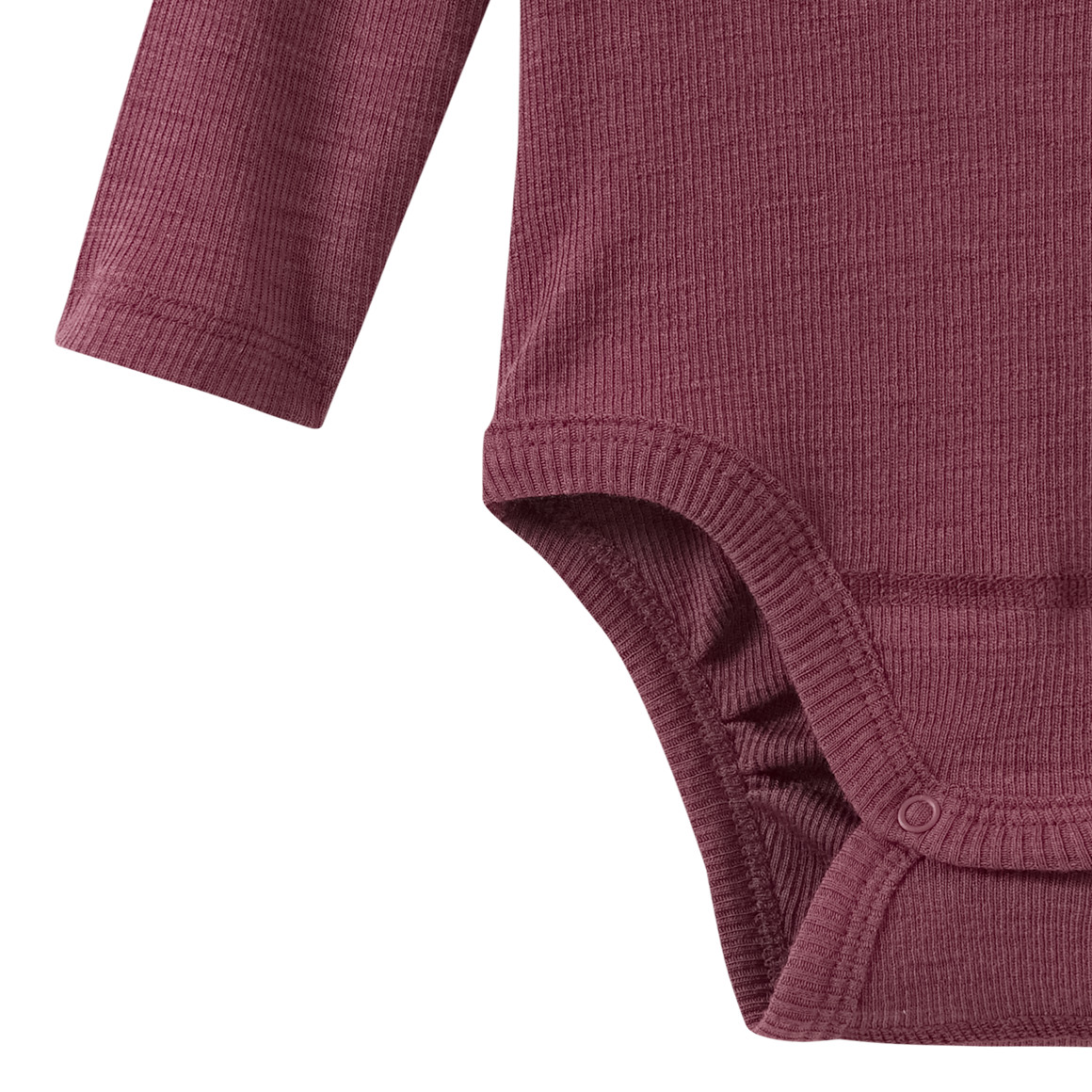 Babybody van wol en zijde met geribde textuur