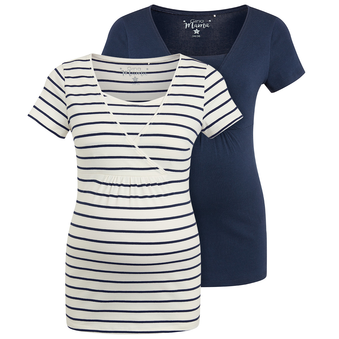 2 Damen Umstands-T-Shirts mit Stillfunktion