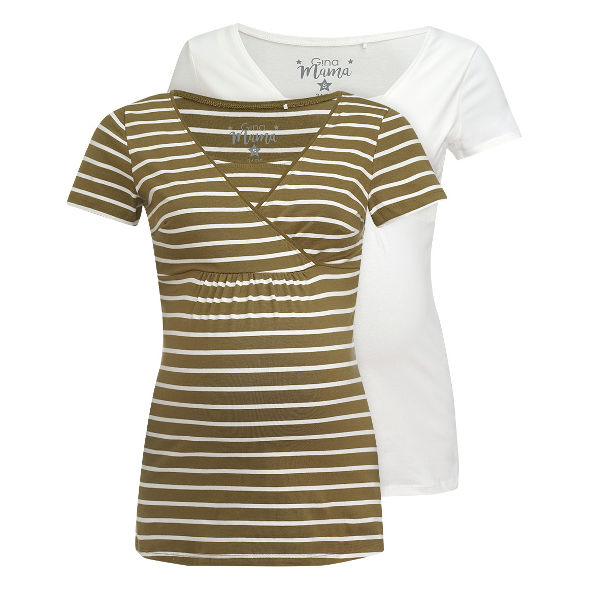 2 Damen Umstands-T-Shirts mit Stillfunktion