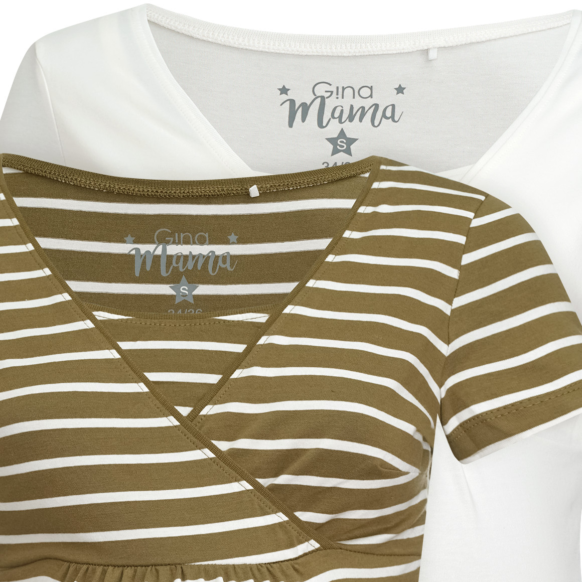 2 Damen Umstands-T-Shirts mit Stillfunktion