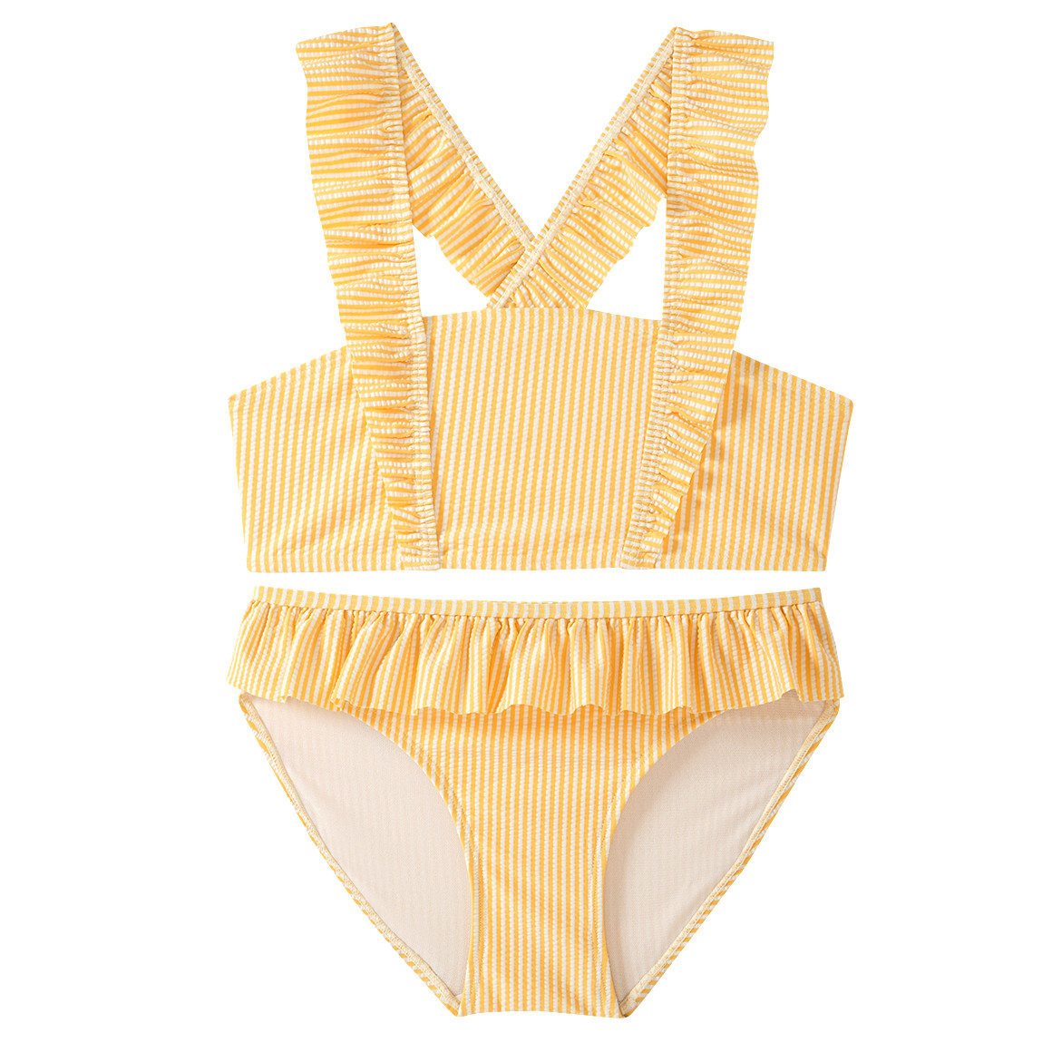 Mädchen Bikini mit Seersucker-Streifen