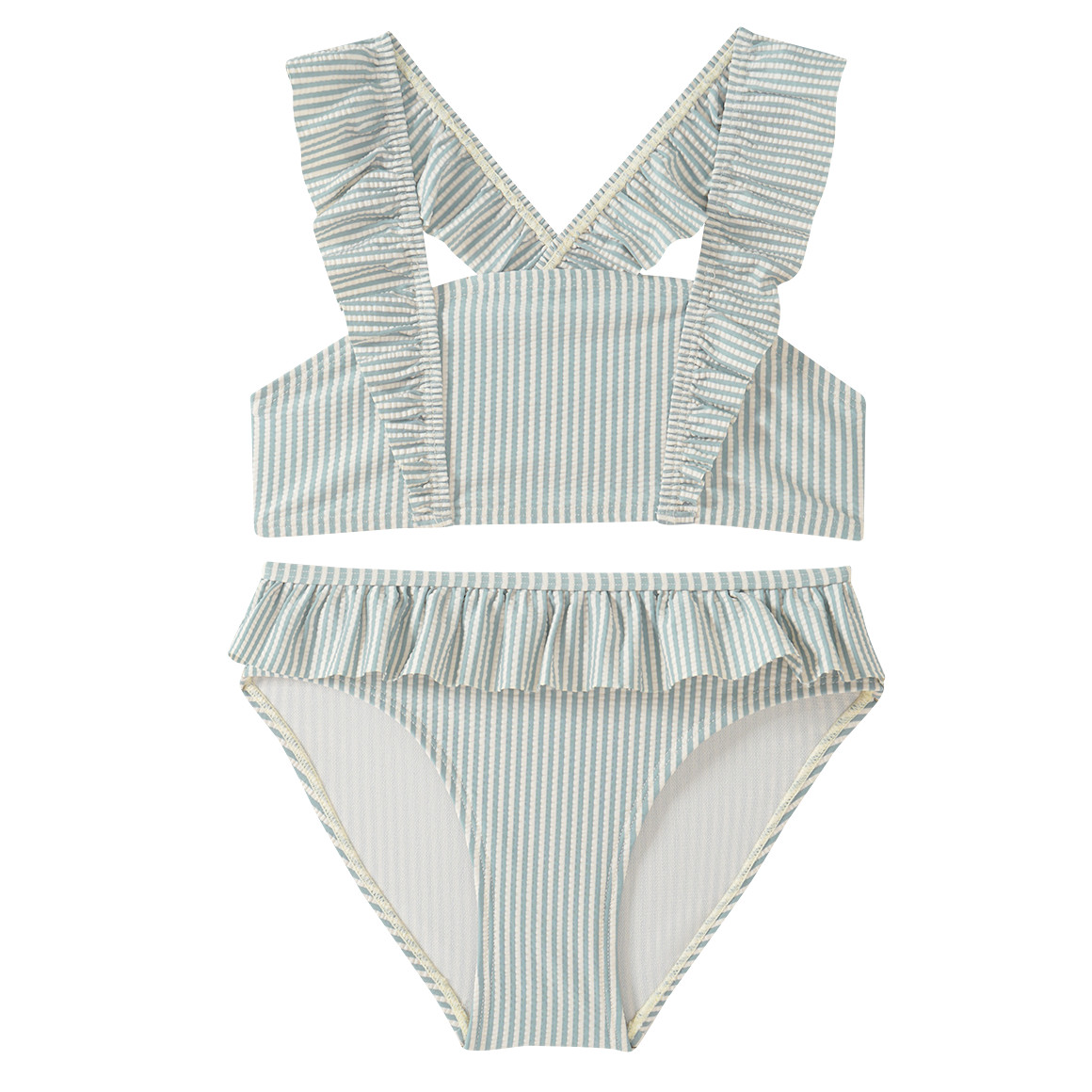 Mädchen Bikini mit Seersucker-Streifen