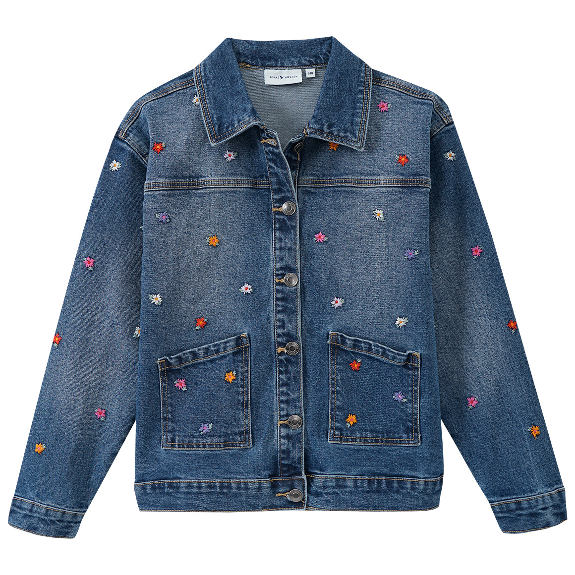 Mädchen Jeansjacke mit Blumen-Stickerei